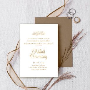 White Minimal Modern Nikah Ceremony Muslim Wedding Invitation