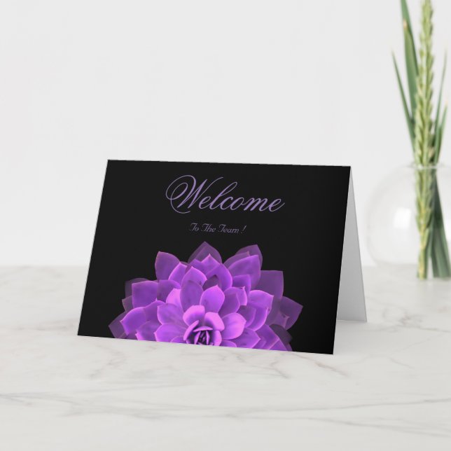 White Minimal Purple Daisy Welcome Wishing Card (Front)