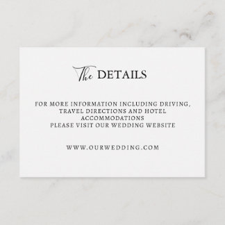 White minimal wedding enclosure card