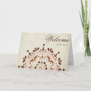 White Minimal Yellow Daisy Welcome Wishing Card