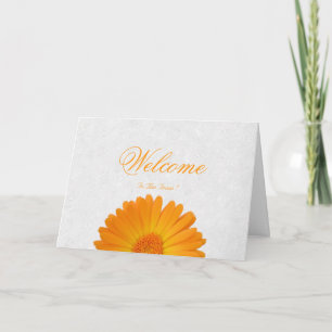 White Minimal Yellow Daisy Welcome Wishing Card