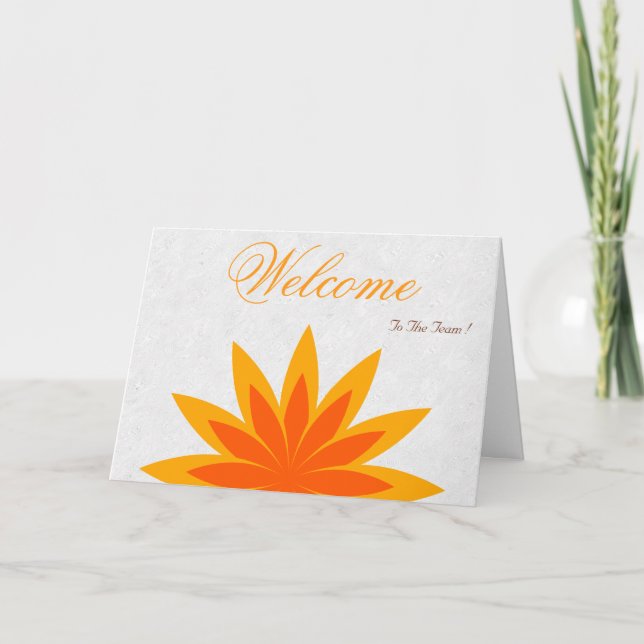 White Minimal Yellow Gold Lotus Welcome Wishing Card (Front)