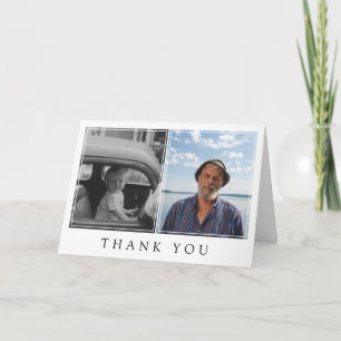 White Minimalist 2 Photos Sympathy Thank You Card