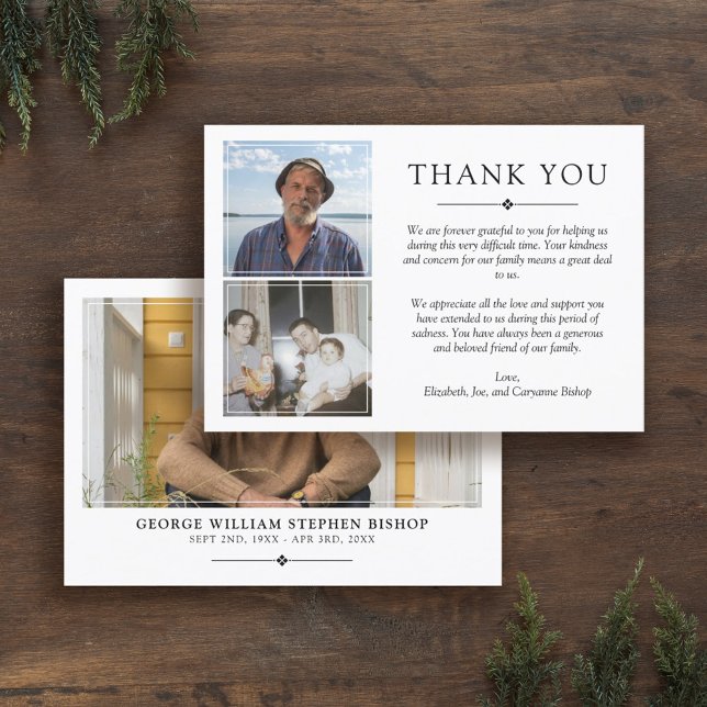 White Minimalist 3 Photos Sympathy Thank You (Creator Uploaded)