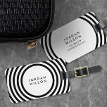 White Minimalist Black Circles Geometric Lines Luggage Tag<br><div class="desc">Travel in style with this modern luggage tag featuring a minimalist black geometric circle lines pattern against a white background. Personalise this tag with your information and for more options such as to change the font and it's size click the "Customise" button. *Please note that the Zazzle Watermark that appears...</div>