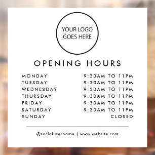 White Minimalist Business Logo Opening Times