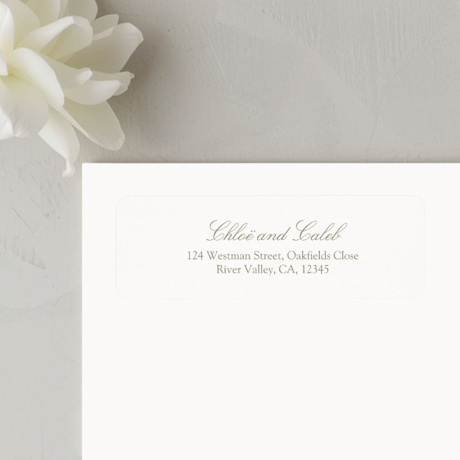 White | Minimalist Calligraphy Wedding  Return Address Label (Creator Uploaded)