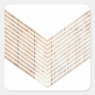 White Minimalist chevron with Wood Square Sticker