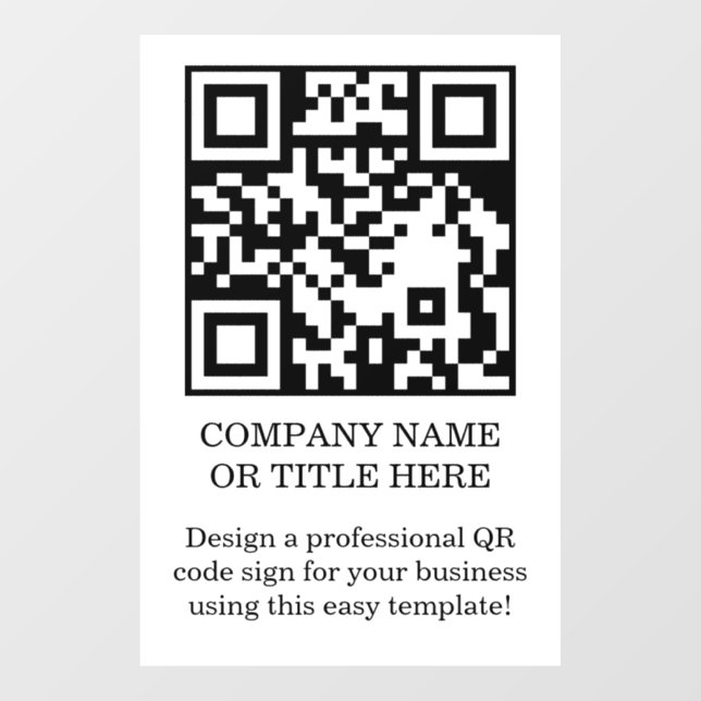 White Minimalist Clean QR Code Window Cling (Sheet)