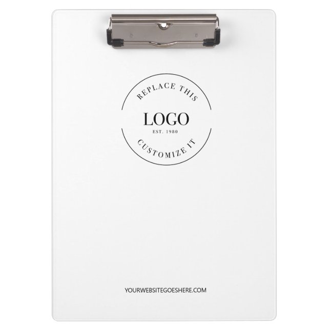 White Minimalist Custom Logo Branded Simple Clipboard (Front)