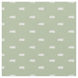 White Minimalist Dashes on Sage Green Fabric