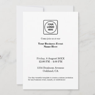 White Minimalist Design Clean Custom Business Invitation