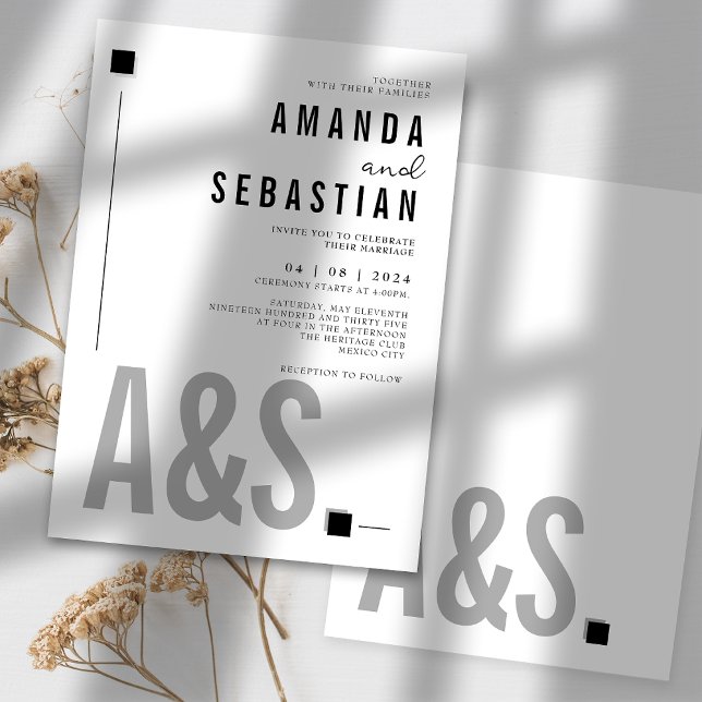 White Minimalist Elegant Monochrome Wedding Invita Invitation (Creator Uploaded)