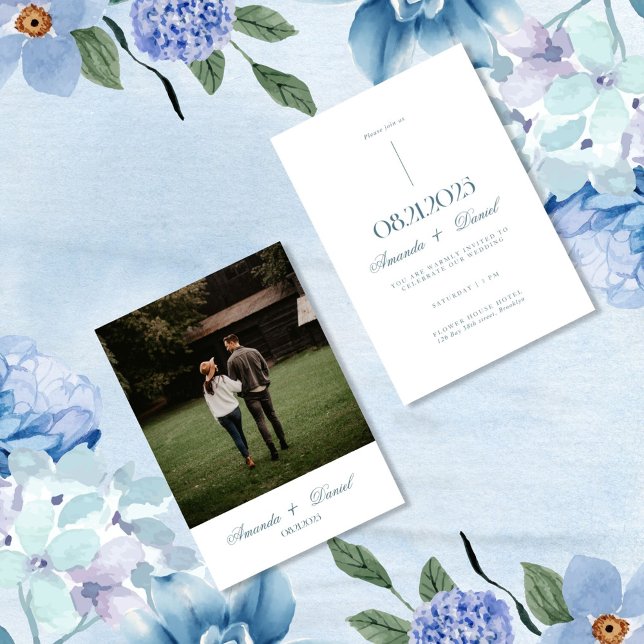 White Minimalist Elegant Photo Wedding Invitation (Creator Uploaded)