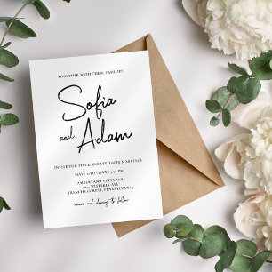 White Minimalist Elegant Wedding Invitation