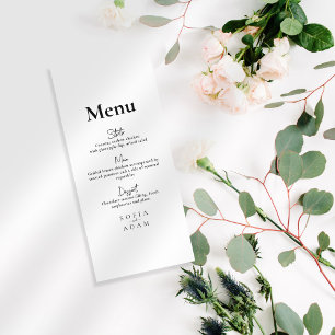 White Minimalist Elegant Wedding Menu