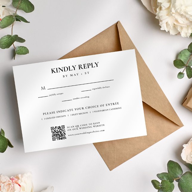 White Minimalist Elegant Wedding RSVP Card (Creator Uploaded)