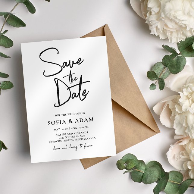 White Minimalist Elegant Wedding Save The Date (Creator Uploaded)