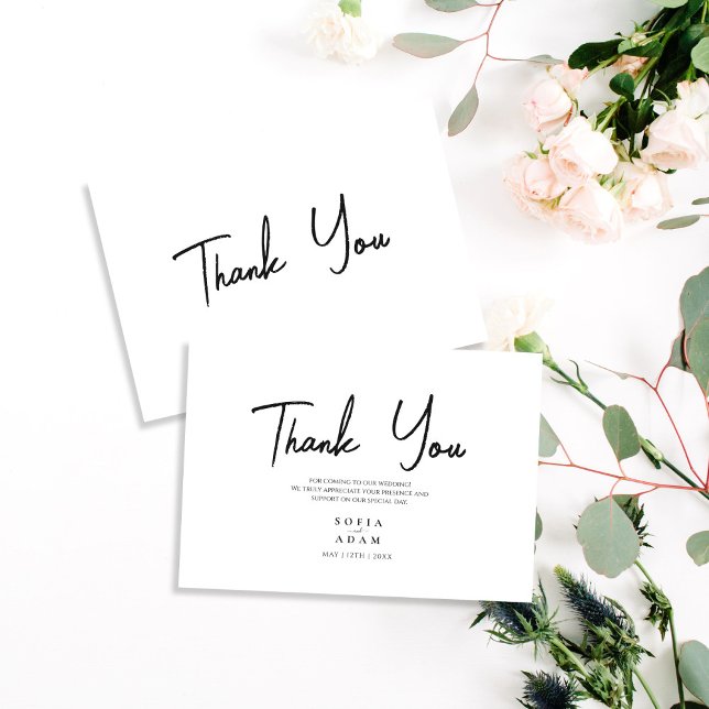 White Minimalist Elegant Wedding Thank You Card (Creator Uploaded)