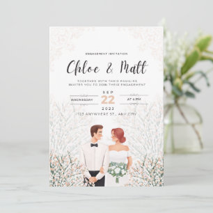 White Minimalist Engagement Party Invitation 
