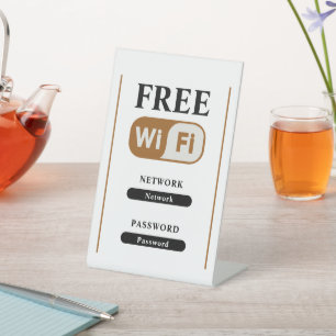 White Minimalist Free Wifi Metal  Pedestal Sign