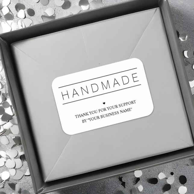 White Minimalist Handmade Artisan Gratitude  (Artisan Gratitude: White Minimalist Sticker for Small Handmade Businesses.)