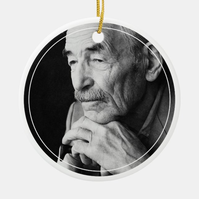 White Minimalist In Loving Memory Photo Ceramic Ornament (Front)