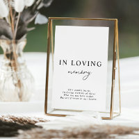 White Minimalist In Loving Memory Wedding Sign 