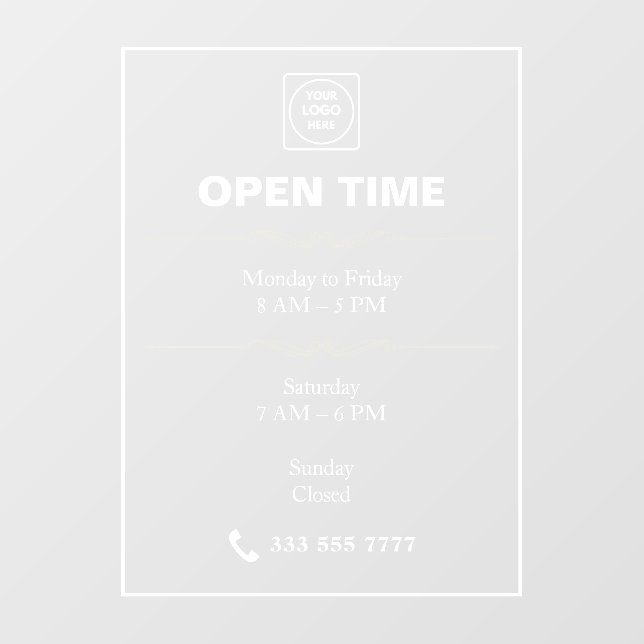 White Minimalist Logo Hours door sign (Sheet)