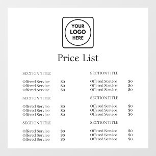 White Minimalist Logo Modern Price List Display