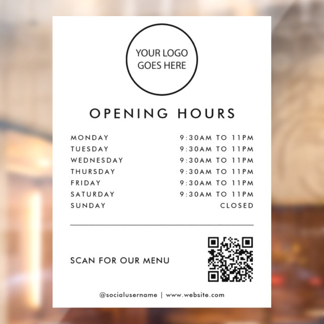 White Minimalist Logo Opening Times QR Code (Sheet 2)