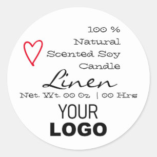 White Minimalist Logo Template Candle Heart Labels