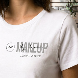 White Minimalist Makeup Artis Logo Employee Staff  T-Shirt