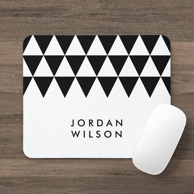 White Minimalist Modern Black Triangle Pattern Mouse Pad (Creator Uploaded)