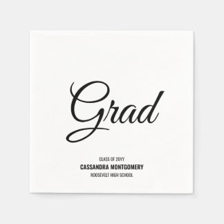 White Minimalist Modern Graduation Party Napkin