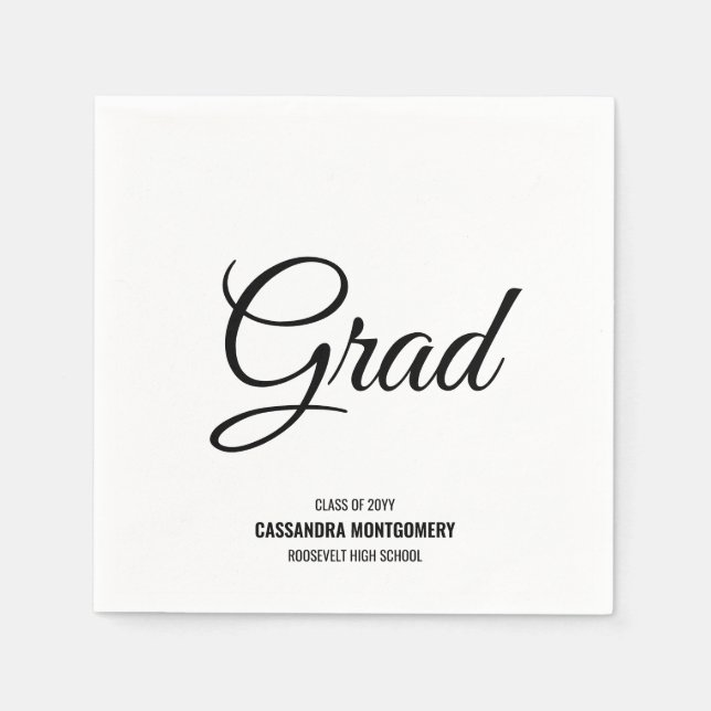 White Minimalist Modern Graduation Party Napkin (Front)