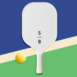 White Minimalist Modern Monogram Pickleball Paddle