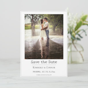White Minimalist Modern Photo Save The Date