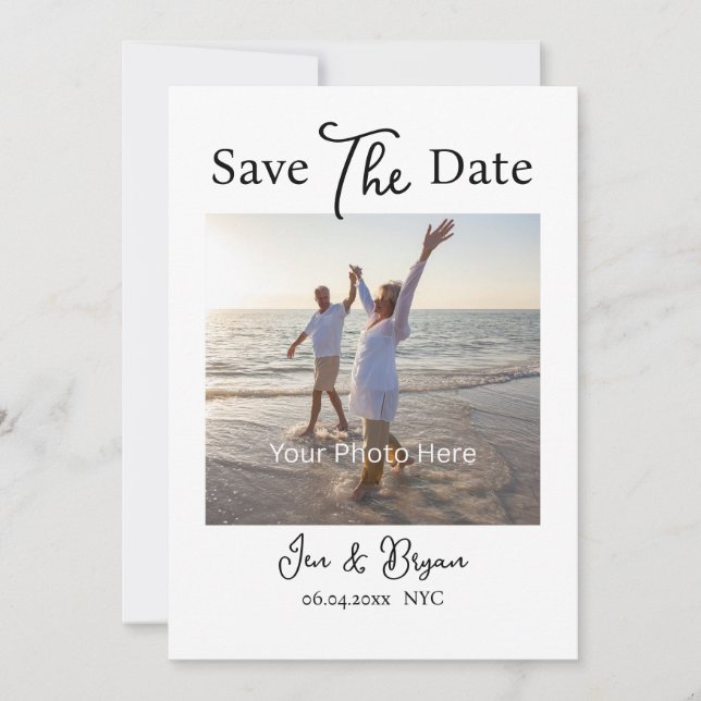 White Minimalist Modern Wedding Save The Date (Front)