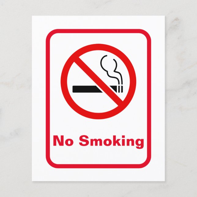 White Minimalist No Smoking Signage Flyer (Front)