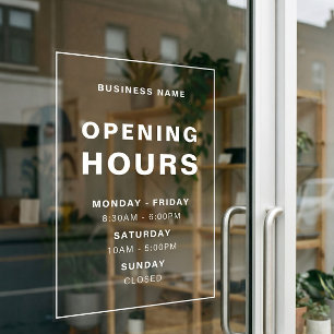 White Minimalist Opening Hours with Business Name