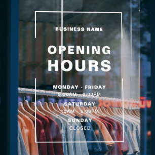 White Minimalist Opening Hours with Business Name