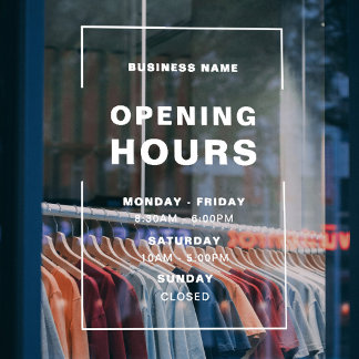 White Minimalist Opening Hours with Business Name