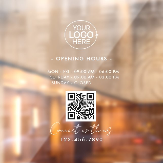 White Minimalist Opening Times Logo Store Hours (Sheet 2)