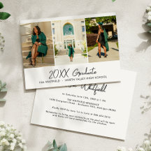 White Minimalist Photo Collage Graduation Party