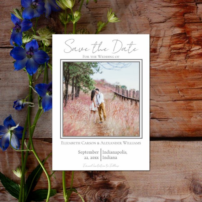 White Minimalist Photo  Save The Date (White Minimalist Photo Save the Date)