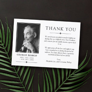 White Minimalist Photo Sympathy Thank You Card