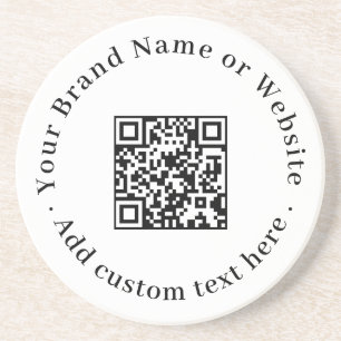 White Minimalist QR Clean Simple Scan Me Design Coaster