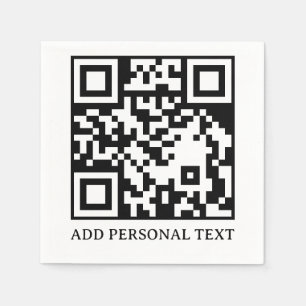 White Minimalist QR Custom Text Napkin Design