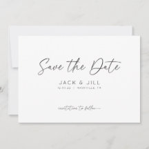 White Minimalist Save The Date Invitation
